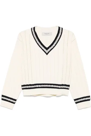 Golden Goose V-neck Knitwear, female, , M, Varsity V-neck Crop Top Jumper