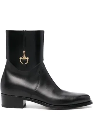 Gucci Horsebit Almond-Toe Ankle Boots
