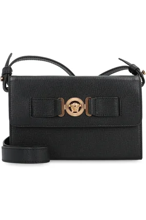VERSACE Cross Body Bags, male, , ONE SIZE, Biggie leather crossbody bag with flap
