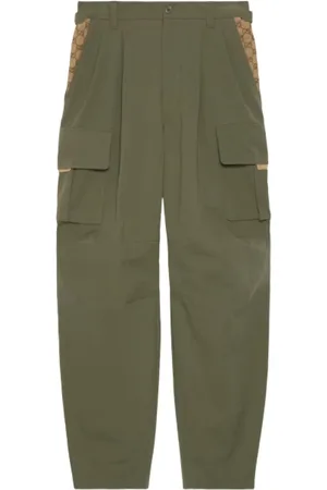 Gucci Wide Trousers, male, , L, Canvas-Panel Cargo Trousers