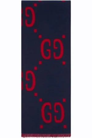 Gucci GG Jacquard Wool Silk Scarf