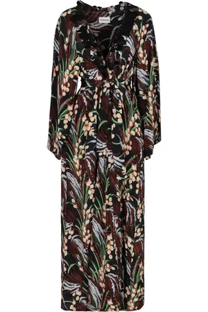 P.A.R.O.S.H. Maxi Dresses, female, , S, Floral Print Crepe Dress with Sequins