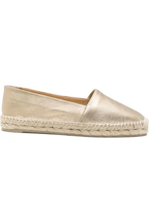 Castaner Golden Flat Shoes with Braided Sole