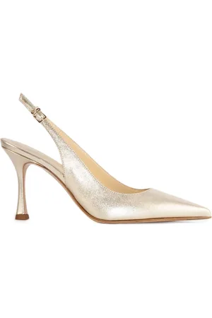 SERGIO LEVANTESI Pumps, female, , 3 1/2 UK, Platinum Leather Pointed Sandals with Gold-tone Buckle