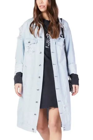 Replay Denim Jackets, female, , XS, Giacca Lunga in Denim Rose Label
