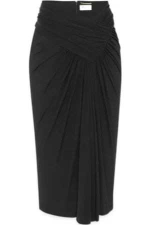 Saint Laurent Midi Skirts, female, , L, Draped Waist Midi Skirt