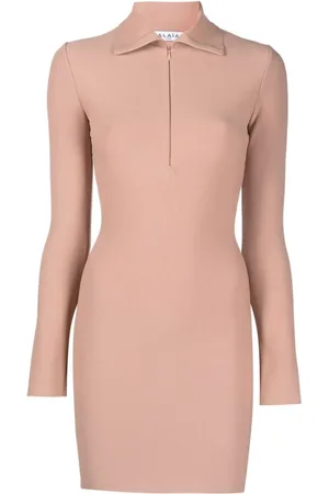 Alaïa Powder Half-Zip Mini Dress
