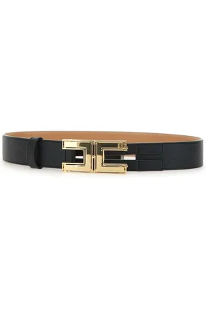 Elisabetta Franchi Leather Belt with Gold Details