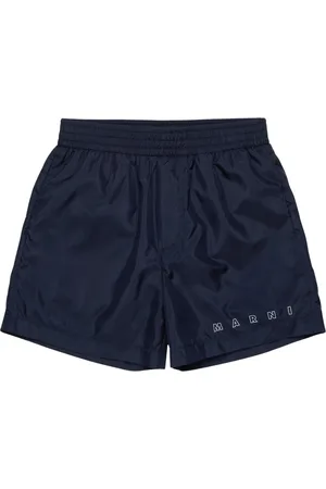 Marni Swimming Trunks, male, , 8 Y, Navy Logo Swim Shorts for Kids