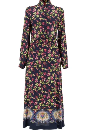 Etro Dress with Berries Print and Mandarin Collar
