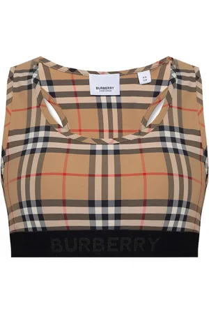 Burberry Sport Bras, female, , S, Vintage Check-Printed Sports Bra