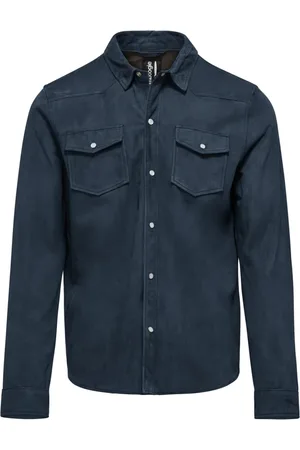 Bomboogie Leather Jackets, male, , 2XL, Suede Leather Shirt Jacket