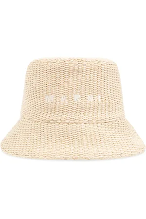 Marni Hats, female, , S, Embroidered faux raffia bucket hat