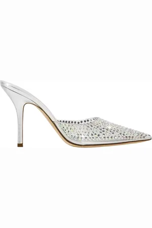 PARIS TEXAS Heeled Mules, female, , 4 1/2 UK, Crystal embellished transparent mules