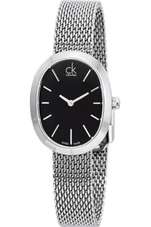 Calvin Klein Watches, female, , ONE SIZE, Elegant Quartz Watch with Black Dial and Silver Steel Strap