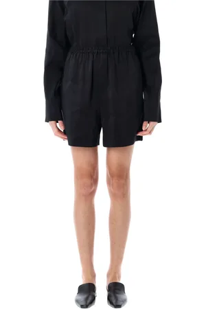 Loulou Studio Short Shorts, female, , S, Linen Silk Blend Elastic Waist Shorts