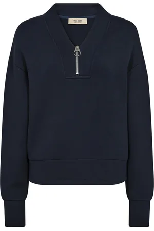 Mos Mosh Zip Sweatshirt with V-Neck Detail