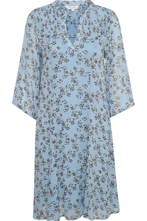 Part Two Short Dresses, female, , XL, Faded Denim Scattered Flower Dress