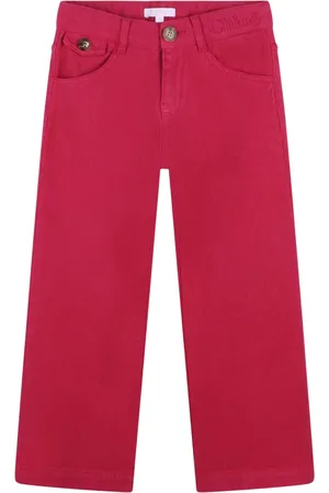 Chloé Trousers, female, , 6 Y, Wide Leg Jeans with Signature Embroidery