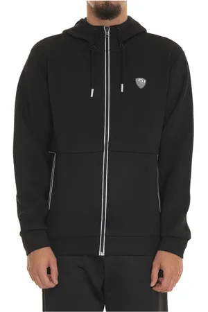 EA7 Zip-throughs, male, , L, Premium Shield stretch viscose-blend hooded sweatshirt
