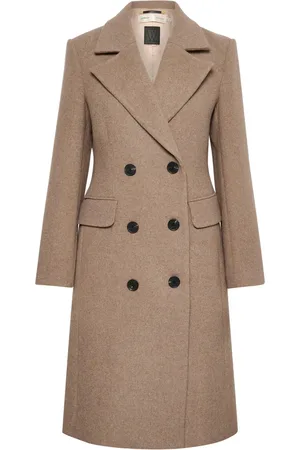 INWEAR Double-Breasted Coats, female, , 2XS, Classic Lapel Coat in Sandy Grey Melange