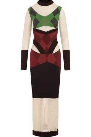 Marine Serre Knitted Dresses, female, , S, Regenerated Lozenge Knit Fitted Dress