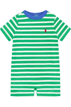 Ralph Lauren Baby Boys Striped Logo Romper in