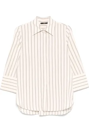 SEVENTY BY SERGIO TEGON Ecru Button-Up Shirt Straight Collar