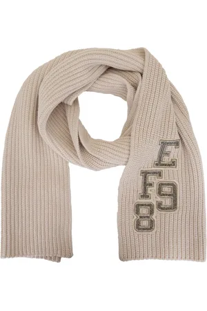 Elisabetta Franchi Ribbed Scarf with Initials Embroidery