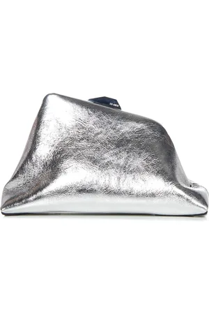 The Attico Clutches, female, , ONE SIZE, Silver Crackle Leather Shoulder Bag