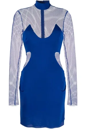 Tom Ford Short Dresses, female, , 2XS, Cobalt Mesh Panel Mini Dress
