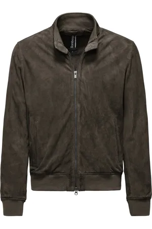 Bomboogie Friz Suede Leather Bomber Jacket