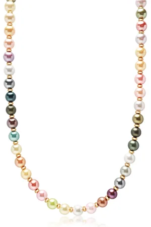 Nialaya Pastel Pearl Necklace with Gold