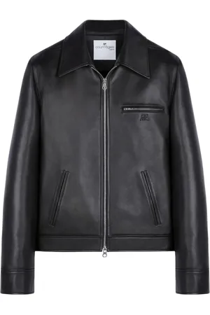 Courrèges Leather Jacket Logo Patch Zip-Fastening