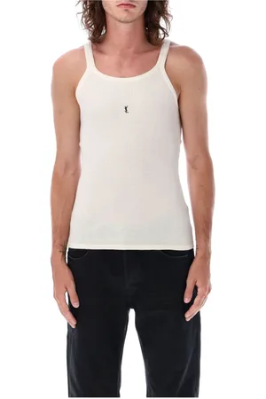 Saint Laurent Sleeveless Tops, male, , M, Logo Tank Top Natural