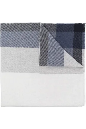 Brunello Cucinelli Winter Scarves, male, , ONE SIZE, Check-Print Frayed-Edge Scarf