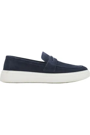 Estro Loafers, male, , 10 UK, Navy Genuine Velour Slip-On Loafers