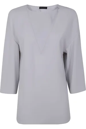 Emporio Armani Keyhole Neck Top with Button Fastening