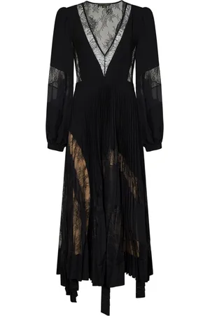 Zuhair Murad Maxi Dresses, female, , S, Black Asymmetric Midi Dress with Lace