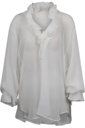 ERMANNO SCERVINO Blouses, female, , S, Chiffon blouse with lace and ruffle