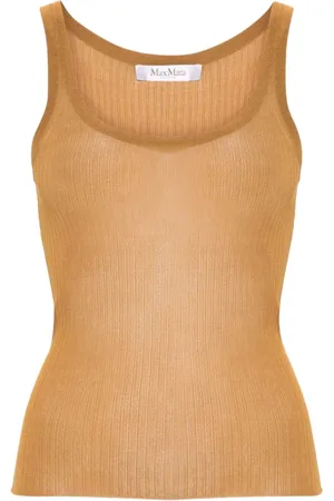 Max Mara Sleeveless Tops, female, , S, Leather Silk Tank Top