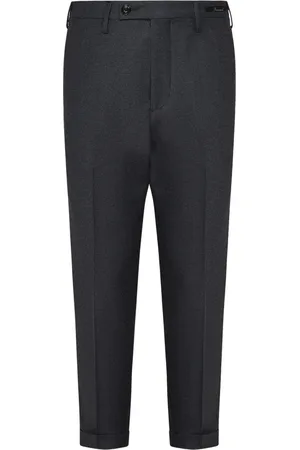 MICHAEL COAL Suit Trousers, male, , W40, Grey Slim-Fit Wool Trousers