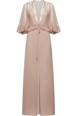 Chloé Maxi Dresses, female, , XS, Ruffled V-Neck Silk Dress