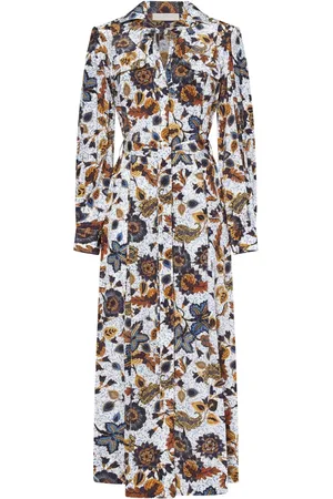 ULLA JOHNSON Shirt Dresses, female, , M, Floral Print Silk Midi Dress