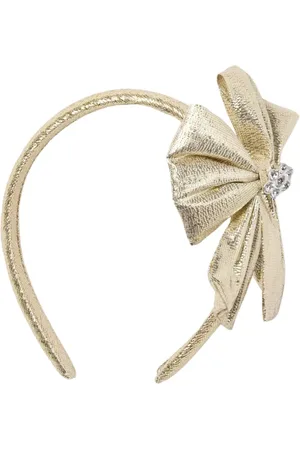 Self-Portrait Hair Accessories, female, , ONE SIZE, Gold Metallic Bow Headband
