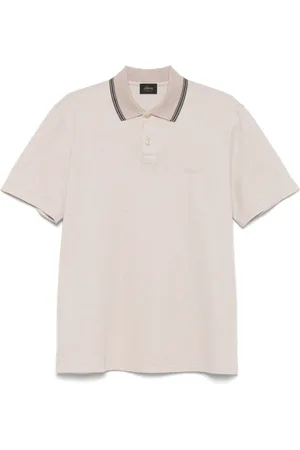 BRIONI Embroidered logo polo shirt with stripes