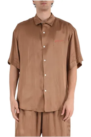 Ih Nom Uh Nit Short Sleeve Shirts, male, , XL, Silky Bowling Shirt with Doberman Print