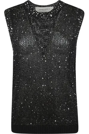 Golden Goose Sleeveless Tops, female, , M, Sequin Mesh Tank Top for Women