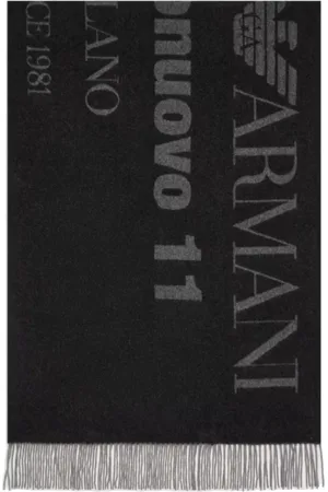 Emporio Armani Winter Scarves, unisex, , ONE SIZE, Double Face Wool Scarf with Jacquard Logo