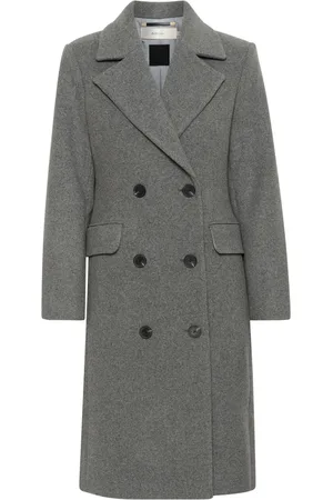 INWEAR Double-Breasted Coats, female, , S, Classic Lapel Coat Jacket Granite Melange